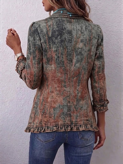 Benita - Chaqueta Degradado Texturizado con Volantes