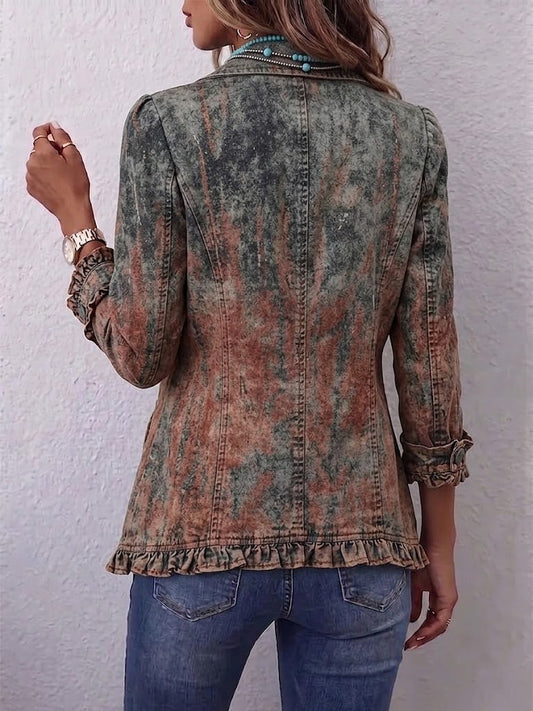 Benita - Chaqueta Degradado Texturizado con Volantes