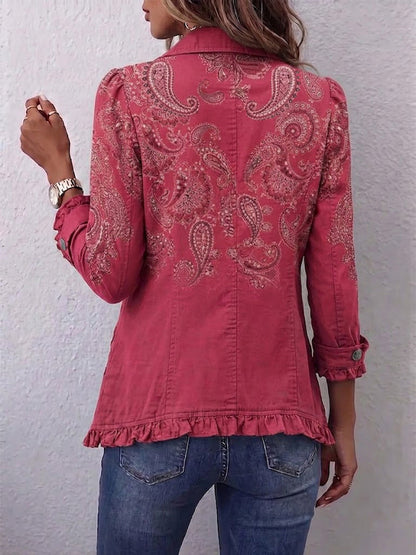Adoración - Chaqueta Cachemira Rosa con Volantes