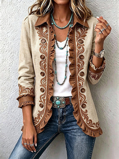 Almudena - Chaqueta Floral Bordada con Volantes