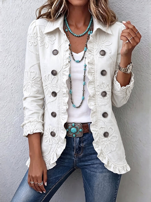 Marisol - Chaqueta Bordada Marfil con Volantes