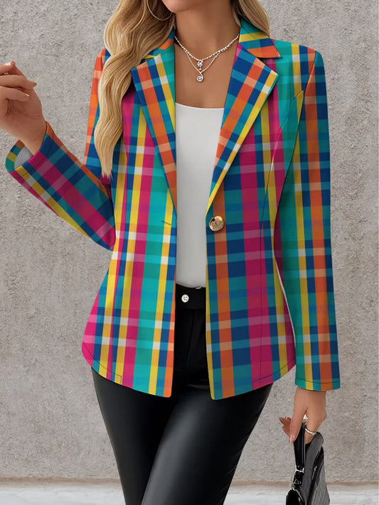 Rosa - Blazer a Cuadros Arcoíris