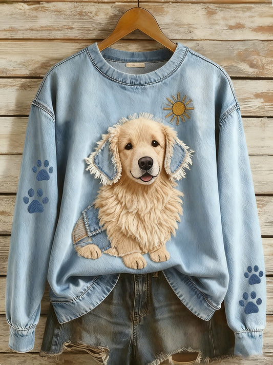 Chica - Sudadera Estilo Retro Patchwork Arte Animal Impresión Casual Comfort