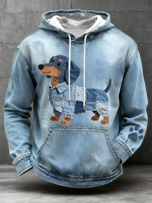 Bruno - Sudadera con Capucha para Hombre Patchwork Arte Motivo-Jamnik