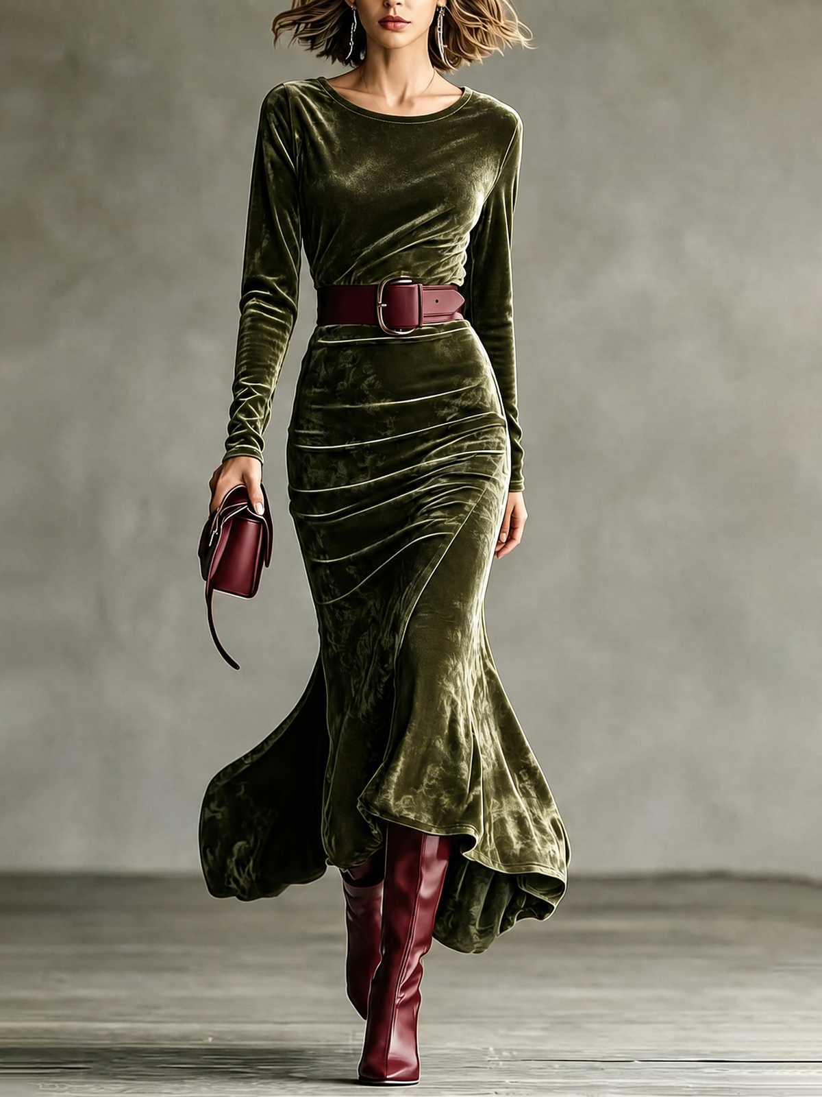 Asunción - Vestido Largo de Corte Sirena de Terciopelo