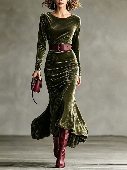 Asunción - Vestido Largo de Corte Sirena de Terciopelo