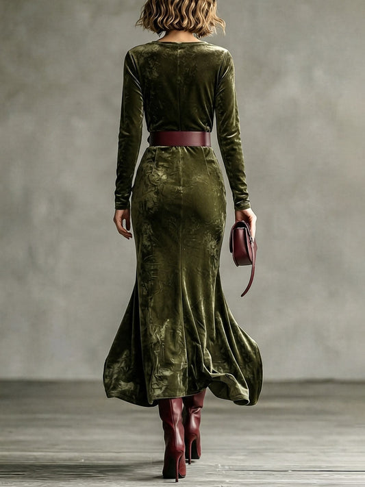 Asunción - Vestido Largo de Corte Sirena de Terciopelo