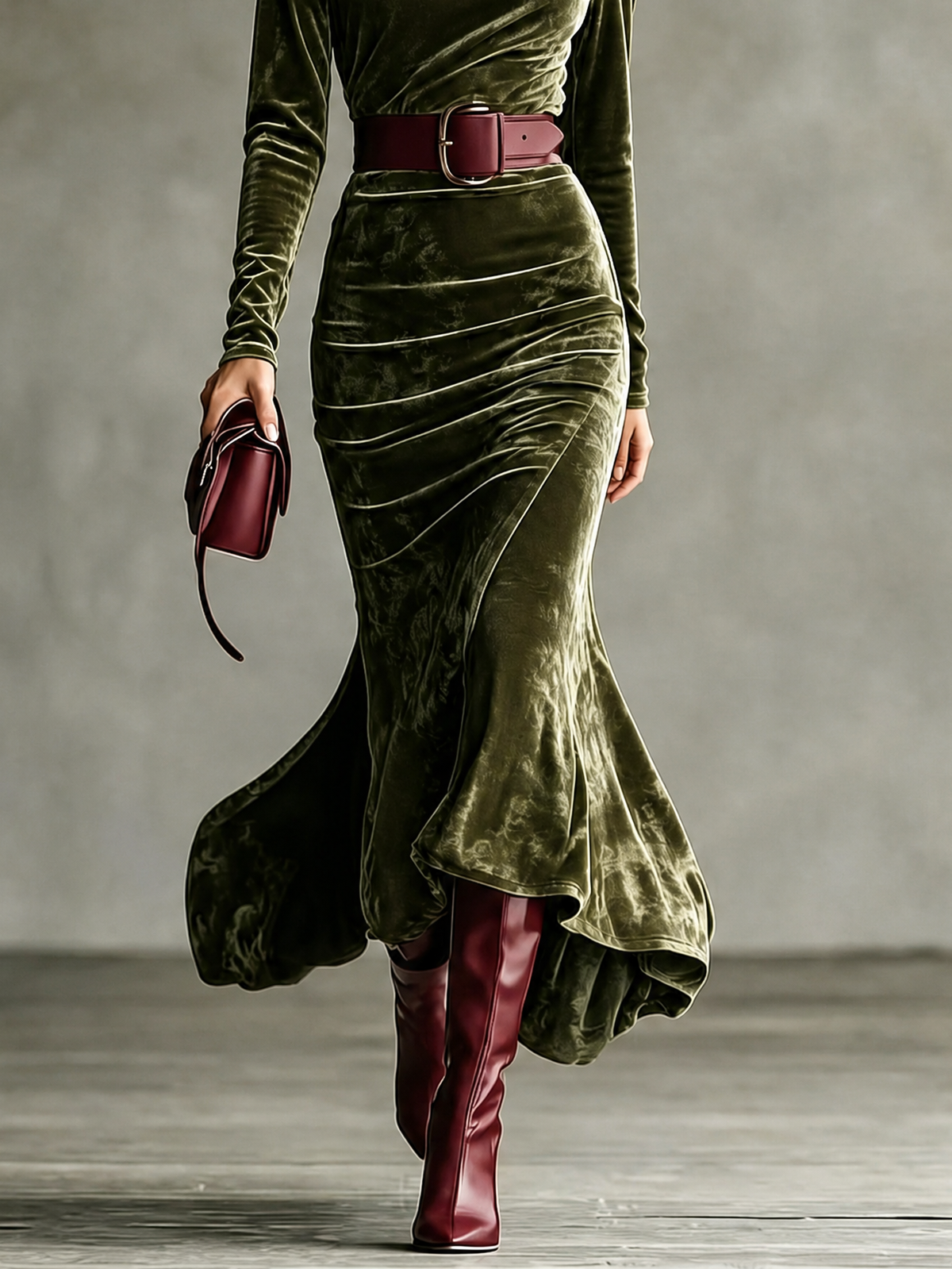 Asunción - Vestido Largo de Corte Sirena de Terciopelo