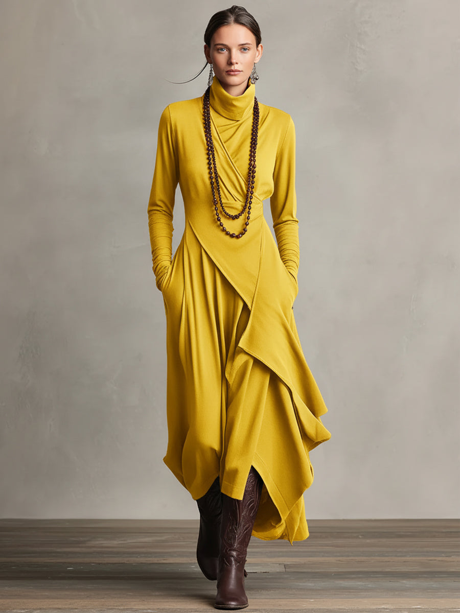 Conchi - Vestido Largo Bohemio con Cuello Alto