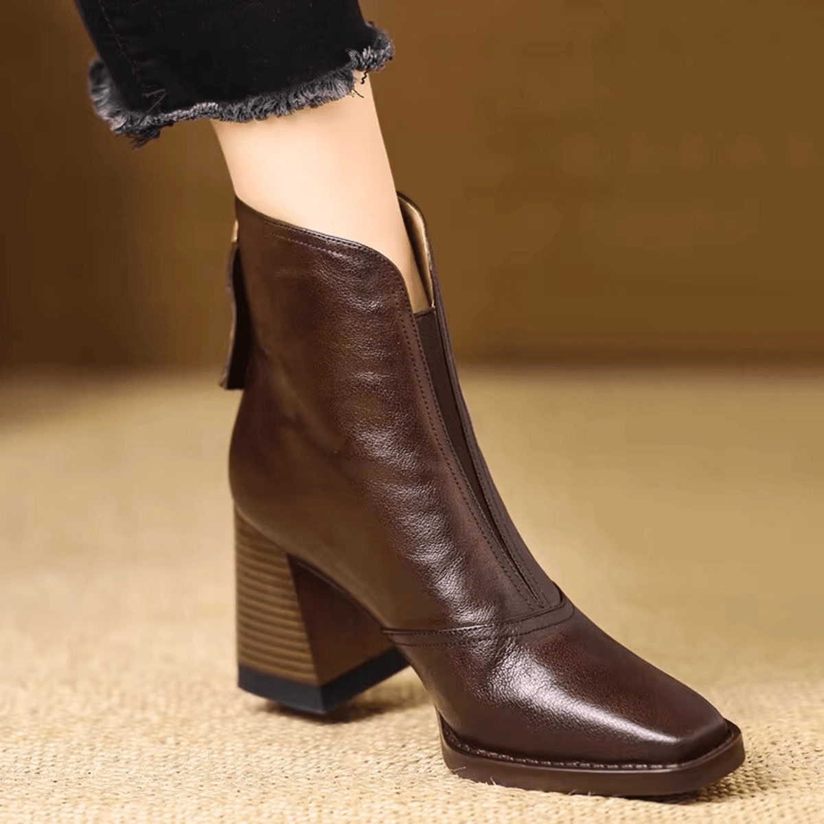 Asunción - Botines de Piel con Tacón Medio